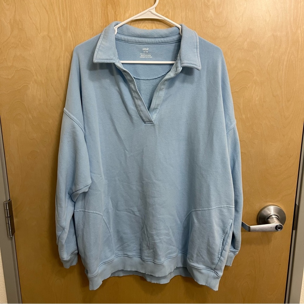 Aerie Everyday Happy Henley Polo Sweatshirt